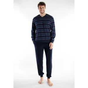 Gotzburg Heren Pyjama: Blauw, Badstof ( GOT.76 )