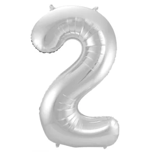  Folieballon Cijfer 2 Zilver (86 cm) - Cijfer folie ballon