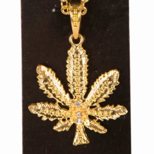 Fashion goudkleurige luxe ketting met wietblad - Ketting met Marihuana/Cannabis symbool