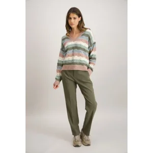 Signe Nature Pull Gestreept: V hals ( Signe.1319 )