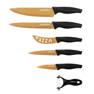 Herzberg 6-Delige marmeren gecoate messenset - goud