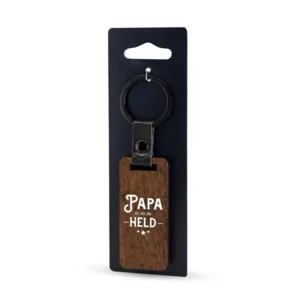 Sleutelhanger - Lekker stoer - Papa is en held - Hout