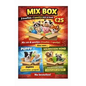 Mix Box – 3 knuffels + 1 speeltje (€25)