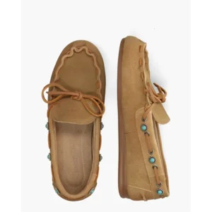 Posa Boat Loafer Western Lichtbruin Dames Veterschoenen