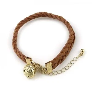 Dames armband suede Ballchain Cognac