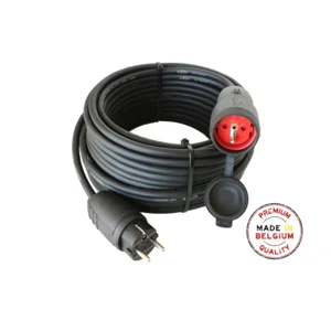 Verlengkabel - 10 meter - 3G1,5 mm² - Neopreen - IP44 - Penaarde - Zwarte stekkers * By Luxya Cabling *