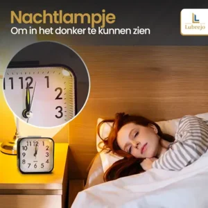 LUBREJO® Traditionele Analoog Wekker Pro - Zonder Tikgeluid - Opbouwend Alarmsignaal - Eenvoudige Bediening - Senioren - Zwart - Voor de Slaapkamer