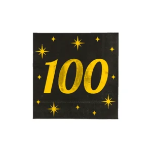 Servetten - 100 jaar - Goud, zwart- 33x33 cm - 16st.