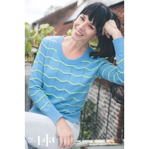She Goes LaLa Pull: Licht blauw, gestreept met lime ( SHE.16 )