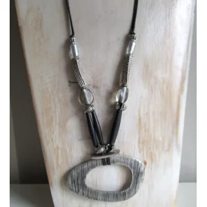 Fantasiejuweel ketting Zilver/zwart