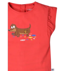 Woody meisjespyjama voor baby's, rood - Hond - 201-3-BAB-S/426
