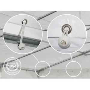 Partytent - Feesttent - Paviljoentent - 3x6m - PVC / blauw wit / 100% waterdicht, UV-bestendig & Grondframe / Inclusief zijwanden