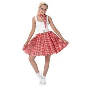 Kostuum - Rokje & sjaal - Polka dot - Rood - S