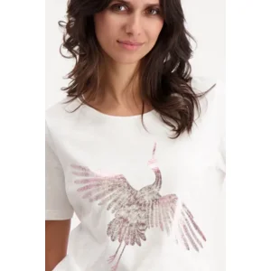 Signe Nature T-shirt: Fushia, vogelmotief ( Signe.1221 )