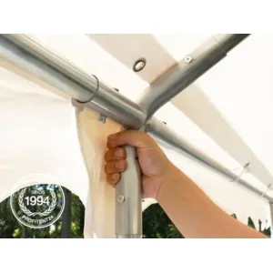 Partytent - Feesttent - Paviljoentent - 3x6m - PVC / blauw wit / 100% waterdicht, UV-bestendig & Grondframe / Inclusief zijwanden