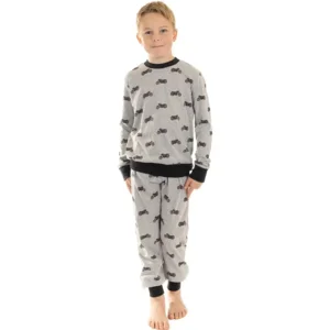 Pastunette Jongens Pyjama: Moto's, Grijs ( PAS.38 )