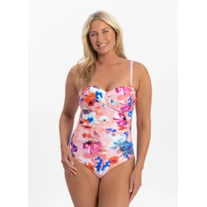 Cyell Femme Floral strapless badpak in een lichtroze bloemenprint