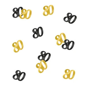Tafeldecoratie - 80 jaar - Confetti - Goud / zwart