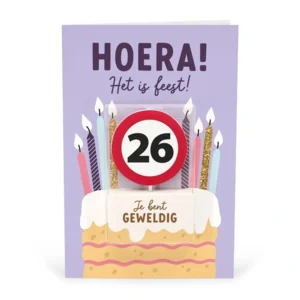 Kaart - Taartkaarsje - 26 jaar