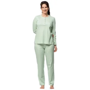 Egatex dames Pyjama: Groen, Lange mouwen ( EGA.508