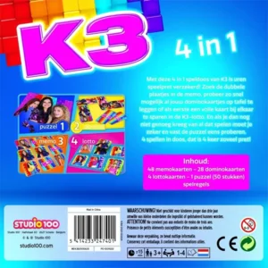 K3 Spel 4 in 1 Puzzel, Domino, Memory, Lotto