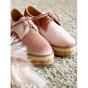 Roze espadrille in daim