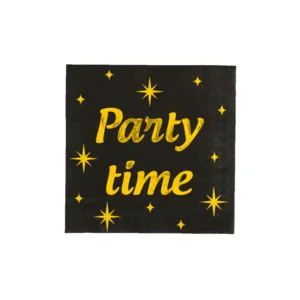 Servetten - Party time - Goud, zwart - 33x33cm - 16st.