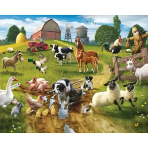 Poster behang Boerderijdieren 305 x 244 cm