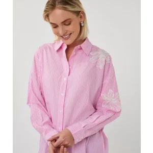 Esqualo bloes gestreept: Rose / wit, oversized ( ESQ.334 )