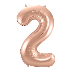 Folieballon - Cijfer - 2 - Rosé goud - 86cm - Zonder vulling