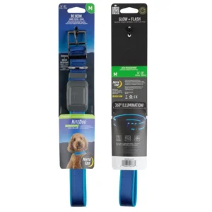 Nite Ize NITEDOG Herlaadbare Led halsband voor een Hond Blauw Medium 16"- 20" | 40.6cm - 50.8cm NDCRM-03-R3