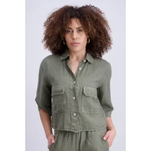 Signe Nature Linnen bloes / Blazer: Kaki ( Signe.1381 )