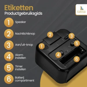 LUBREJO® Traditionele Analoog Wekker Pro - Zonder Tikgeluid - Opbouwend Alarmsignaal - Eenvoudige Bediening - Senioren - Zwart - Voor de Slaapkamer