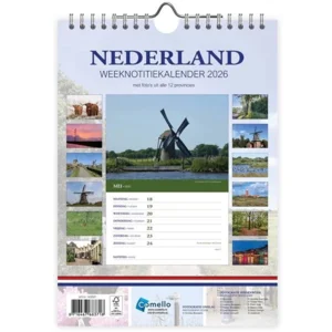 Week kalender - 2026 - 12 provinciën - Koeien - 16,5x23cm