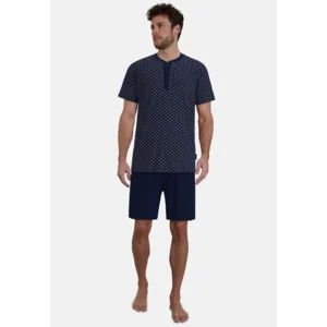 Gotzburg Heren Pyjama: Blauw, Korte mouw / Short ( CEC.66 )