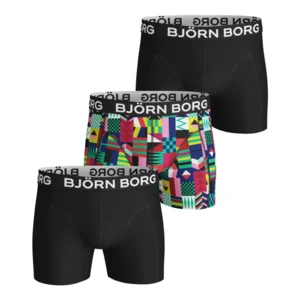 Björn Borg Shorts for him 3Pack Cotton Stretch Geo Flag Zwart