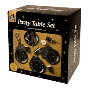 Feestpakket - Party table set - Goud / zwart - Voor 8 personen - 41dlg