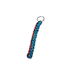Sleutelhanger met gevlochten touw - rood/ blauw /zwart- touwlengte 12.5 cm