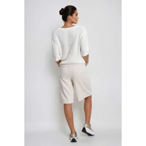 Signe Nature dames cardigan: Ecru, met knopen en korte mouw ( Signe.1353 )