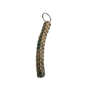Sleutelhanger met gevlochten touw - kaki / bruin - touwlengte 12.5 cm