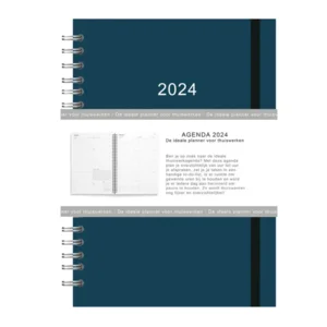 Agenda - 2024 - Thuiswerkagenda - Blauw - Groot - 17,5x25cm