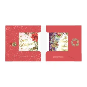 Kaarten - Kerst - Janneke Brinkman - Bloemenkrans amaryllis & bloemenkrans paars - 10st.