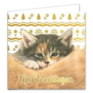 Kaarten - Kerst - Franciens katten -  Kittens met goudpatroon - 10st.