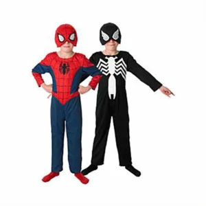 Spiderman en Venom kostuum 2 in 1 met stoffen masker maat 5-7 jaar