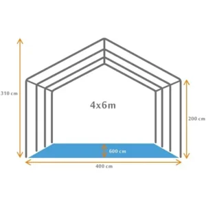 Partytent 4x6 Classic PVC Brandvertragend Grijs/wit