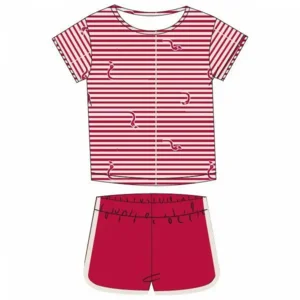 Woody Meisjes Pyjama Rood - Wit Flamingo  201-2-YPF-Z/936