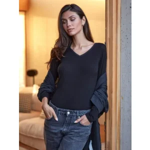 Janira Onderhemd Dames Thermo: CTA m/l Lace warm Nature, ivoor of zwart ( JAN.289 / JAN.315 )
