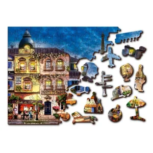 2 in 1 Puzzel - Breakfast in Paris - met figuurtjes - Wooden City