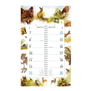 Week omlegkalender - 2024 - Op schild - Rien Poortvliet - Natuur - Jonge dieren - 21x34cm