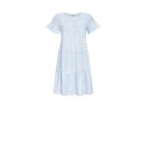 Ringella Nachthemd dames: Blauw / wit, gefronste boorden ( RIN.505 )